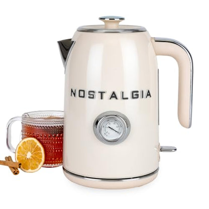 Nostalgia Retro Electric Kettle,1.7L Enamel-Coated Stainless Steel - Cream