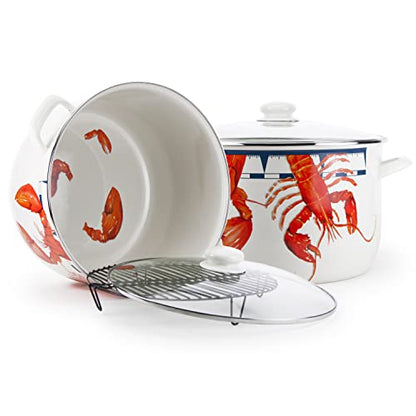 Golden Rabbit Enamelware Soup or Stock Pot, 18 quart, Lobster