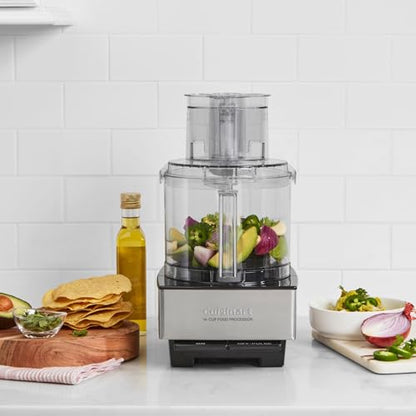 Cuisinart Food Processor, 14-Cup Vegetable Food Chopper for Mincing, Dicing, Shredding, Puree & Kneading Dough, 720-Watt Motor, Stainless Steel, DFP-14BCNY