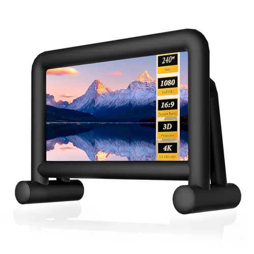 20Ft Portable Inflatable Projector Screen with Build-in Air Blower and Carry Bag, Double-Sided Projection Easy Set Up One-Piece Design Inflatable Screen Outdoor for Backyard Movie Night Pool Party