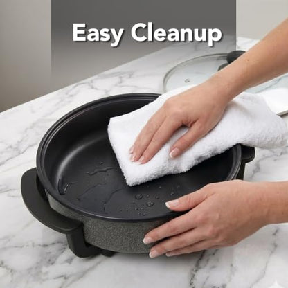 OVENTE Round Electric Skillet, 11.5" Nonstick Frying Pan, Black SK11112B