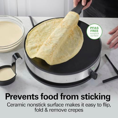 Hamilton Beach Electric Crepe Maker With 13” Ceramic Nonstick Griddle