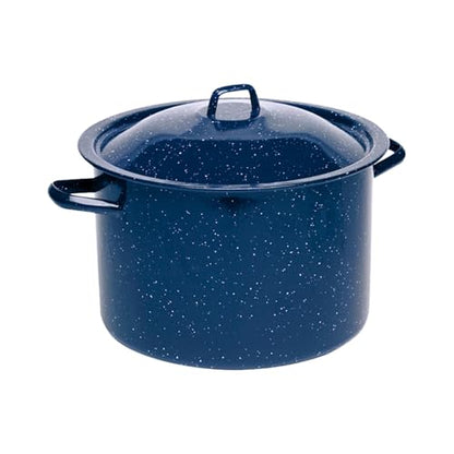 IMUSA USA Blue Enamel Stock Pot with Lid 12-Quart Speckled (C20666-10646W)