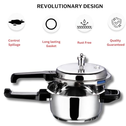 Vinod V-2L Stainless Steel Sandwich Bottom Pressure Cooker, 2-Liter,Silver,Medium