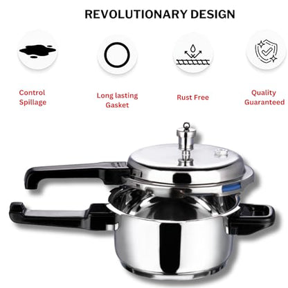 Vinod V-2L Stainless Steel Sandwich Bottom Pressure Cooker, 2-Liter,Silver,Medium