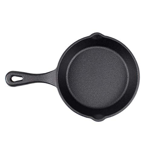 6" Cast Iron Skillet Set of 2 (Pre-Seasoned) with 2 Silicon Hot Handle Holder Grips