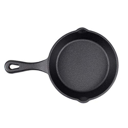 6" Cast Iron Skillet Set of 2 (Pre-Seasoned) with 2 Silicon Hot Handle Holder Grips