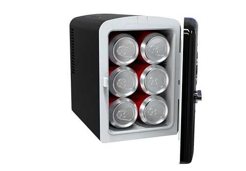 Frigidaire Retro 9-Can Mini Personal Fridge Portable Cooler, 11.8" D x 7.1" W x 10.1" H, Black