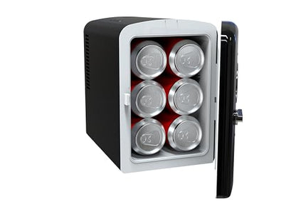 Frigidaire Retro 9-Can Mini Personal Fridge Portable Cooler, 11.8" D x 7.1" W x 10.1" H, Black