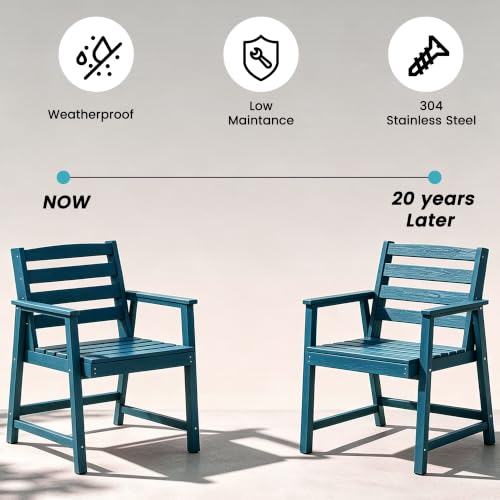 LOUNZY 9 Piece HDPE Patio Dining Set for 8, Outdoor Furniture,Navy
