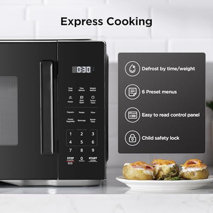 BLACK+DECKER EM0P04P11 Countertop Microwave Oven, 1.1 Cu Ft, 1000W with 6 One-Touch Presets, Express Cooking, 10 Power Levels, and Child Safety Lock, Black