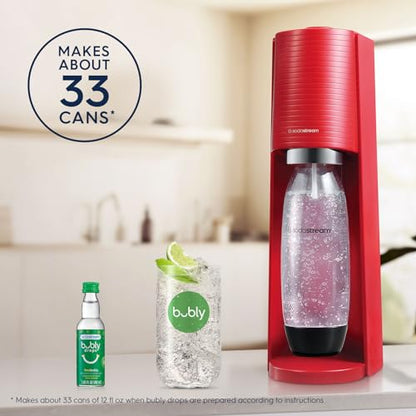 SodaStream Terra Sparkling Water Maker (Red) with CO2, Dishwasher Safe Bottle and Bubly Drop