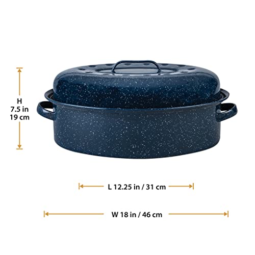 Granite Ware Limited Edition Large Covered Oval Roasting Pan, 18", Blue