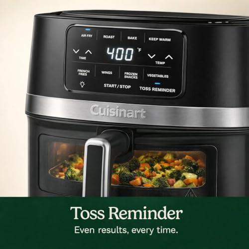 Cuisinart Air Fryer, 4.5-Quart Basket Fryer with 4 Cooking Functions to Air Fry, Roast, Bake, and Keep Warm, 4 Airfryer Presets, Dishwasher-Safe Parts, AIR-160NAS, Stainless Steel & Black