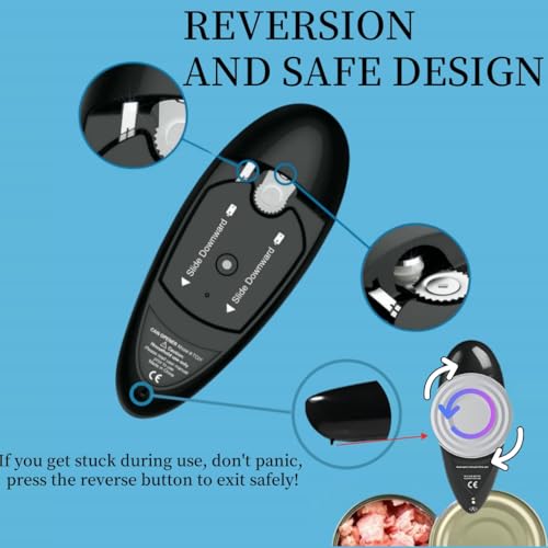 Electric Can Opener, Hands Free One Touch Automatic Can Openers Fit Different Can Sizes and Shape with No Sharp Edges for Kitchen, Kitchen Gadgets for Senior with Arthritis (black)