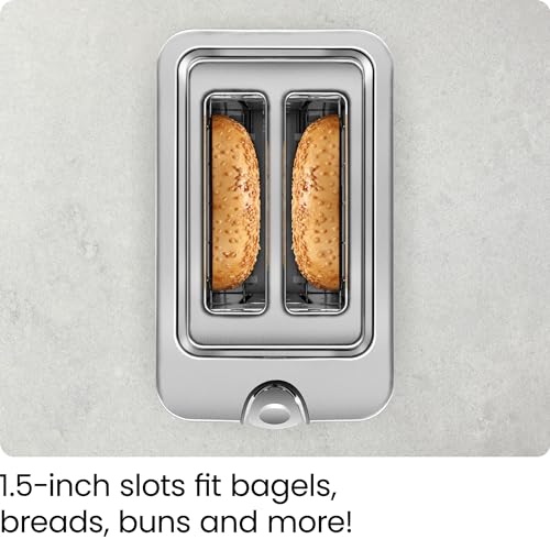 Chefman 2-Slice Digital Toaster, Pop-Up, Stainless Steel, Extra-Wide Slots For Bagels, Defrost, Reheat, Cancel Functions, Removable Crumb Tray