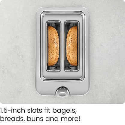 Chefman 2-Slice Digital Toaster, Pop-Up, Stainless Steel, Extra-Wide Slots For Bagels, Defrost, Reheat, Cancel Functions, Removable Crumb Tray