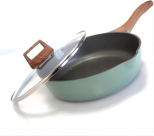 YYJINGYOU Nonstick Frying Pan Skillet with Lid, Omelette Pan, Induction Compatible, Emerald Green, 10 inch