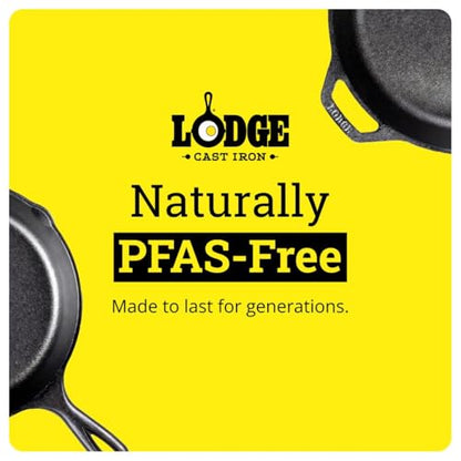 Lodge Seasoned Cast Iron Skillet Set 8, 10.25 & 12 Inches - PFAS-Free, Non-Toxic Cookware - Use with an Oven, Stove, Grill, or Campfire - Naturally Non-Stick & Oven Safe
