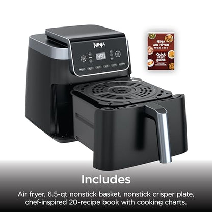 Ninja XL Air Fryer with MaxCrisp | 6.5 QT Capacity | 6-in-1 Max Crisp, Air Fry, Roast, Bake, Reheat & Dehydrate | 450°F Temp | 1750 Watts | Nonstick Basket, Crisper Plate & Recipe Guide | Grey | AF181