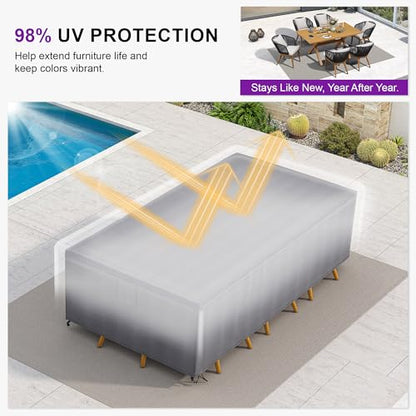 PURPLE LEAF 11 Pieces Patio Dining Set with Cover, Teak Table and Chairs