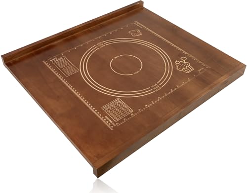24" x 20" Wooden Pastry Board with Lip - Large Dough Board for Kneading, Rolling, & Baking, Wood Bread Board for Countertop, Cutting Board, Perfect Pastry Baking Board for Kitchen