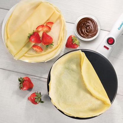 CucinaPro Cordless Crepe Maker- Breakfast Essential with Recipe Guide, Non-Stick Dipping Plate, Electric Base, Batter Spatula- Portable Hot Plate Compact Baker, Morning Brunch, Dessert Gift for Her