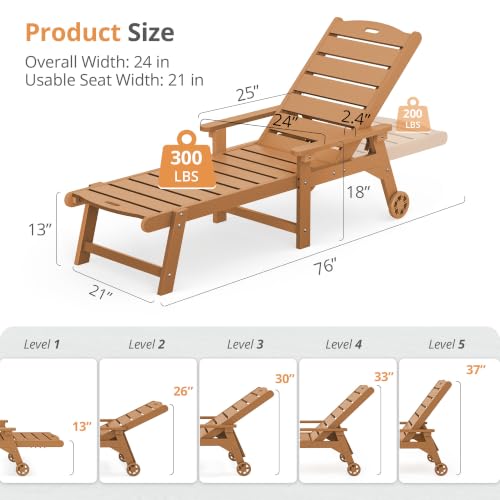 LUE BONA Outdoor Chaise Lounge, 5-Position