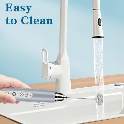BSRGMS Milk Frother Handheld for Coffee, Electric Whisk 3 Speed Adjustable, Drink Mixer with Stainless 3 Whisks, Rechargeable Hand Frother Wand, Foam Maker for Latte Cappuccino Hot Chocolate Egg