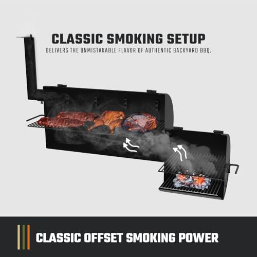 Oklahoma Joe's Highland Offset Charcoal Smoker and Grill with 900 sq. in. Cooking Area in Black