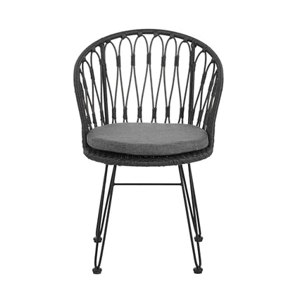 Christopher Knight Home Tavon Acacia Wood Patio Dining Set for 6, Rectangular Patio Dining Table and Faux Rattan Chairs Set of 6, 7 Piece Outdoor Dining Set with Cushion and Iron Frame, Teak+Gray