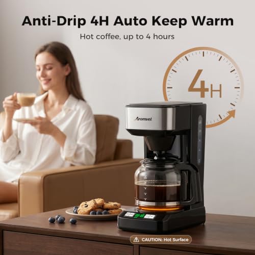 Aromvel 12 Cup Coffee Maker with LED Display, Drip Coffee Machine