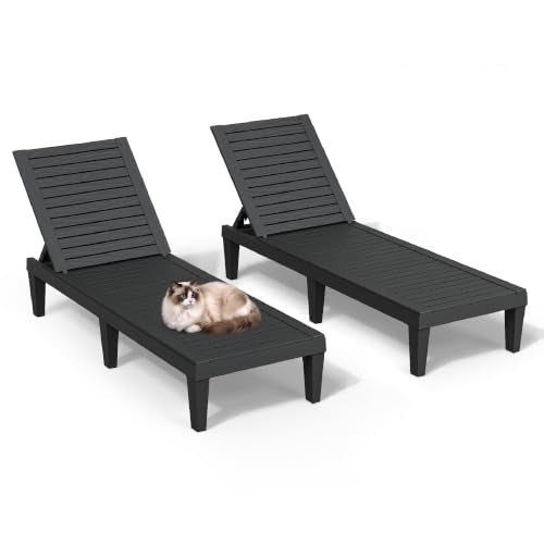 NUNU LAB Outdoor Chaise Lounge Chairs Set, Black, 2pcs