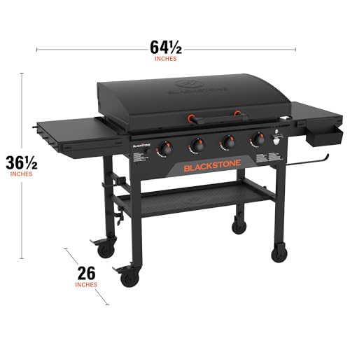 Blackstone Original 36" Griddle, Portable Outdoor Grill with Built-In Hood, Black - Includes Extendable Side Shelves and Caster Wheels