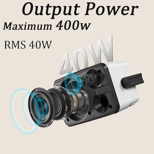 MWAU Outdoor Bluetooth Speakers 400w for Garage, Patio, Porch, Gazebo, Soffit, Entertainment Room. Wall Mount Speaker, Wireless Sync Up to 100 Speakers, IPX5 Waterproof (2 Pcs)