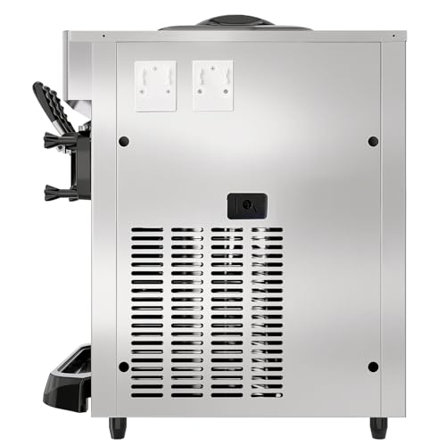 Commercial Soft Serve Ice Cream Machine 3 Flavor, Countertop Soft Serve Machine 22–28 L/hr, 2×6L Hoppers, 110V 1600W, Frozen Yogurt Machine with Pre-Cool, Night Mode, Low Mix Alert, One-Touch Clean