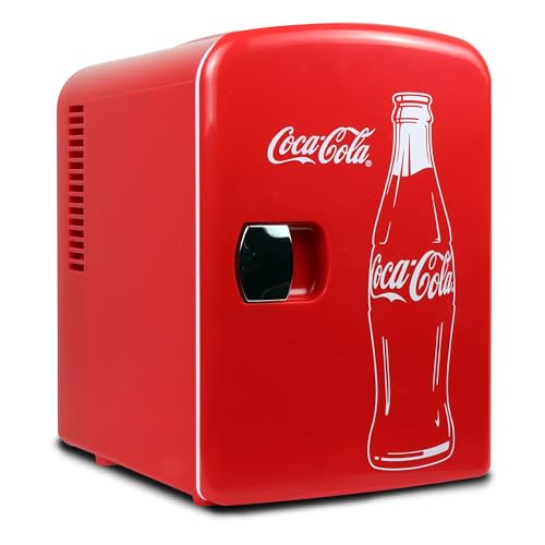 Coca-Cola 4L Mini Fridge, 6 Can, Classic Bottle Design, Red