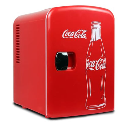 Coca-Cola 4L Mini Fridge, 6 Can, Classic Bottle Design, Red