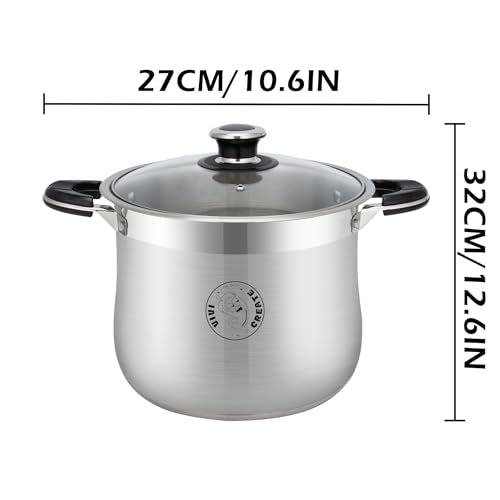 Vivicreate 22.5 Quart Stainless Steel Stock Pot with Lid Large Induction Cooking Pot for Pasta Soup Boiling Stew with Measurement Marks and Handles