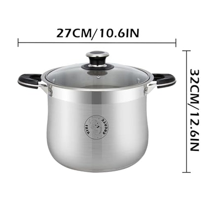 Vivicreate 22.5 Quart Stainless Steel Stock Pot with Lid Large Induction Cooking Pot for Pasta Soup Boiling Stew with Measurement Marks and Handles