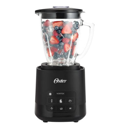 Oster Vortex Glass Blender, Reversible Steel Blades, 800 Watt, Black