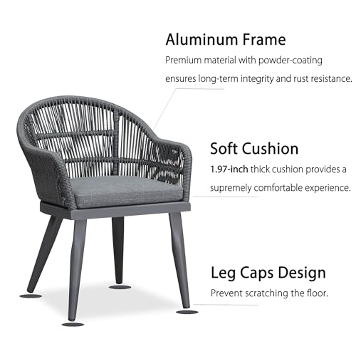 PURPLE LEAF 11 Pieces Patio Dining Set with Outdoor Aluminium Dining Table and Woven Rattan Chairs Modern Metal Furniture Cushions Sets for Garden Yard Indoor Decor Kitchen Grey