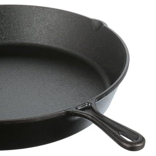 CLMSTE 15" Pre-Seasoned Cast Iron Skillet with Handle and Lipsfor Bread, Baking,Pizza, Outdoor Cooking, Camping, Grill, Stovetop