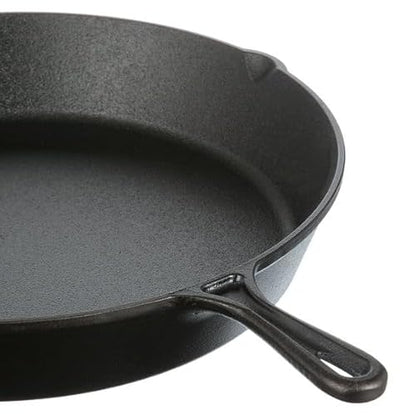 CLMSTE 15" Pre-Seasoned Cast Iron Skillet with Handle and Lipsfor Bread, Baking,Pizza, Outdoor Cooking, Camping, Grill, Stovetop
