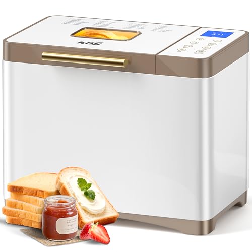 KBS 20-IN-1 Bread Maker with Custom Program, 650W Bread Machine with Nonstick Ceramic Pan & Stainless Steel Paddle, 2.2LB Bread Maker Machine, Polish Bread, Gluten-Free, Touch Panel,15H Timer,3 Colors