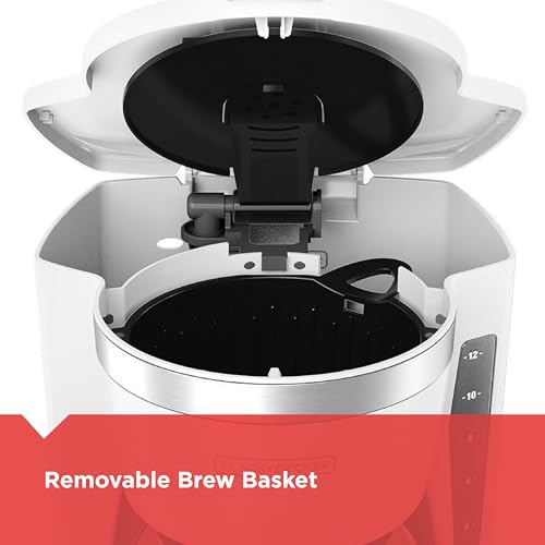 BLACK+DECKER CM1160W-1 CM1160W 12-Cup Programmable Coffeemaker, White/Stainless Steel