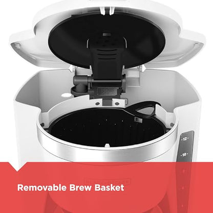 BLACK+DECKER CM1160W-1 CM1160W 12-Cup Programmable Coffeemaker, White/Stainless Steel