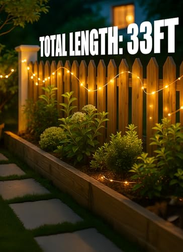 Minetom Solar Fairy Lights,33Ft 100 LED Solar String Lights Outdoor, IP65 Waterproof Patio Lights with 8 Modes for Tree Patio Christmas Party Wedding Decor (Warm White)
