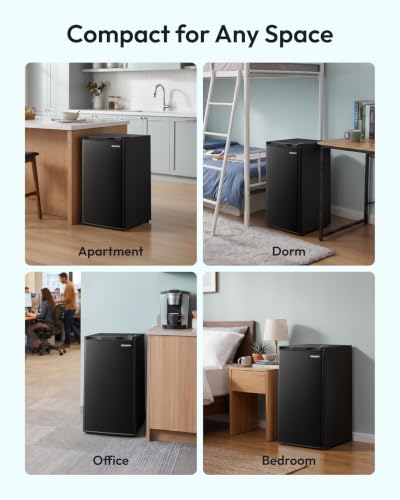 EUHOMY Mini Fridge with Freezer, 3.2 Cu.Ft Compact Refrigerator for Dorm