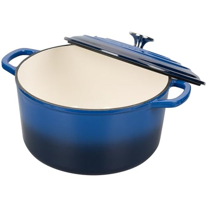 VORRINGARD Enameled Cast Iron Dutch Oven Pot with Lid, for Sourdough Bread Baking, Round Dutch Ovens, 4.5 Quart, Blue